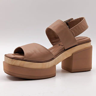 Paloma Barcelo Women Margoti Buckle Platform Beige Leather Sandals sz 11US 41EUR