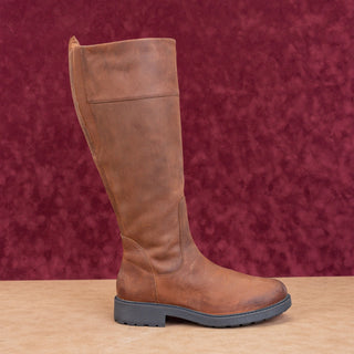 Clarks Women Orinocco Faux Shearling Brown Leather Riding Tall Knee Boots sz 9