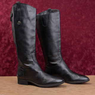 Sam Edelman Women Penny Riding Equestrian Wide Calf Black Leather Boots sz 11.5