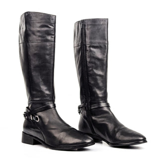 Seychelles Women Black Leather Chain Link Riding Equestrian Tall Boots sz 10