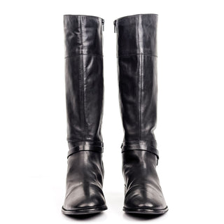 Seychelles Women Black Leather Chain Link Riding Equestrian Tall Boots sz 10