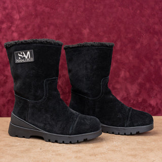 Sam Edelman Women Kaylie Black Suede Comfort Fleece Lined Mid Boots sz 6US EUR36