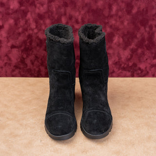 Sam Edelman Women Kaylie Black Suede Comfort Fleece Lined Mid Boots sz 6US EUR36