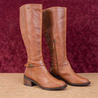 Linea Paolo Women Kamile Brown Leather Buckle Knee Riding Fashion Boots sz 7.5