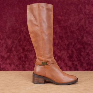 Linea Paolo Women Kamile Brown Leather Buckle Knee Riding Fashion Boots sz 7.5
