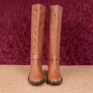 Linea Paolo Women Kamile Brown Leather Buckle Knee Riding Fashion Boots sz 7.5