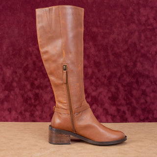 Linea Paolo Women Kamile Brown Leather Buckle Knee Riding Fashion Boots sz 7.5