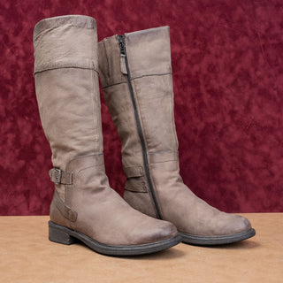 Miz Mooz Women Distress Grey Leather Zip Boho Cottage Tall Boots 9.5-10 US EUR41
