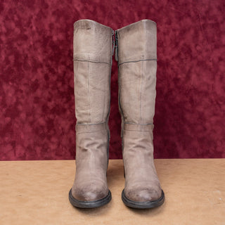 Miz Mooz Women Distress Grey Leather Zip Boho Cottage Tall Boots 9.5-10 US EUR41