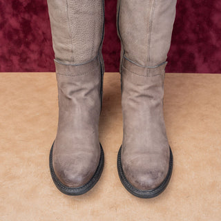 Miz Mooz Women Distress Grey Leather Zip Boho Cottage Tall Boots 9.5-10 US EUR41
