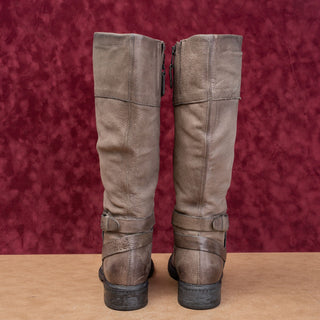 Miz Mooz Women Distress Grey Leather Zip Boho Cottage Tall Boots 9.5-10 US EUR41