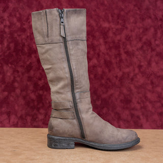 Miz Mooz Women Distress Grey Leather Zip Boho Cottage Tall Boots 9.5-10 US EUR41