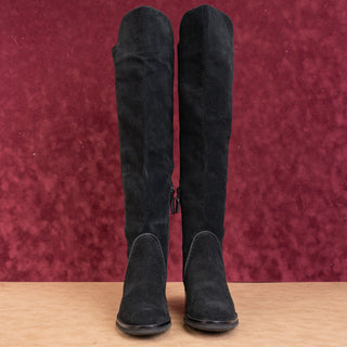 Cole Haan Women Calgary Water Resistant Black Suede OTK Fashion Tall Boots 6.5