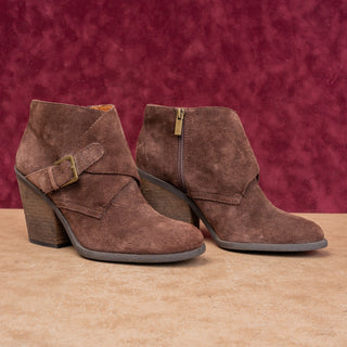 Lucky Brand Women Eastin Brown Suede Classic Western Zip Round Ankle Boots sz 8.5