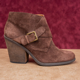 Lucky Brand Women Eastin Brown Suede Classic Western Zip Round Ankle Boots sz 8.5