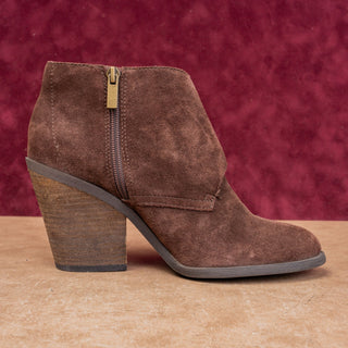 Lucky Brand Women Eastin Brown Suede Classic Western Zip Round Ankle Boots sz 8.5