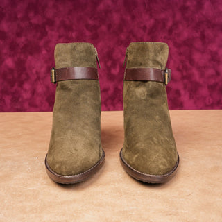 Aquatalia Women Liana Sage Suede Western Rodeo Festival Ankle Boots size 9.5