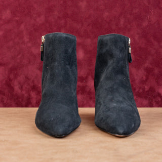 Kate Spade Women Alessia Ash Black Suede Zip Heel Dress Office Boots sz 8