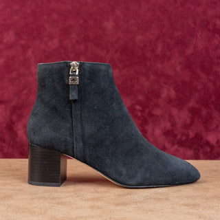 Kate Spade Women Alessia Ash Black Suede Zip Heel Dress Office Boots sz 8