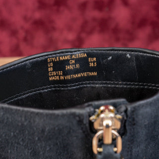 Kate Spade Women Alessia Ash Black Suede Zip Heel Dress Office Boots sz 8