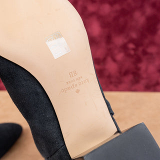 Kate Spade Women Alessia Ash Black Suede Zip Heel Dress Office Boots sz 8