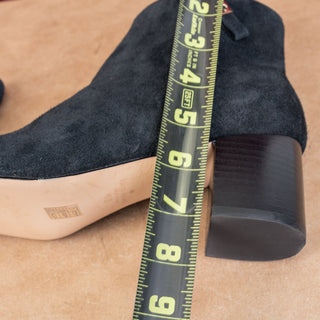 Kate Spade Women Alessia Ash Black Suede Zip Heel Dress Office Boots sz 8