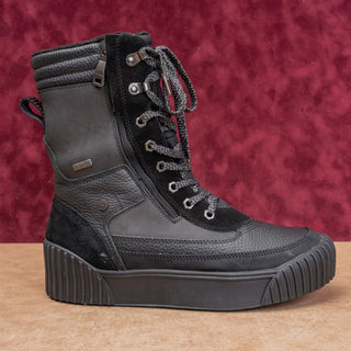 Pajar Women Henta Black Leather waterproof Lace-up Zip Winter Boots 10US EUR41