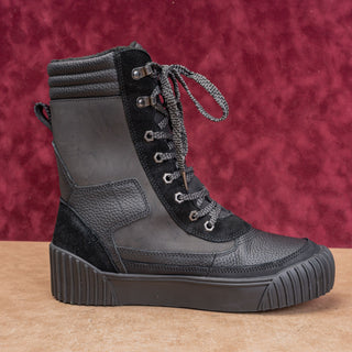 Pajar Women Henta Black Leather waterproof Lace-up Zip Winter Boots 10US EUR41