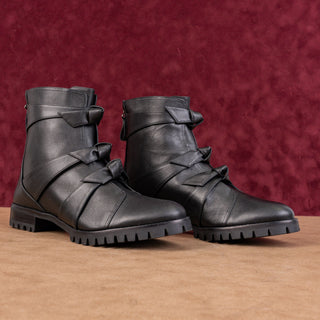 Alexandre Birman Wmn Lolita Black Leather Waterproof Combat Boots 8.5US EUR39