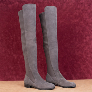 Stuart Weitzman Women Slip-on Langdon Grey Suede OTK Fashion Boots sz 6