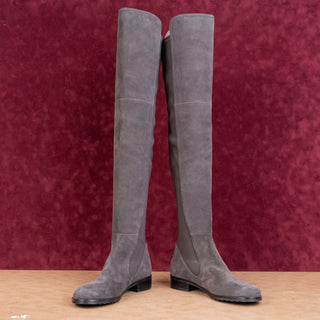 Stuart Weitzman Women Slip-on Langdon Grey Suede OTK Fashion Boots sz 6