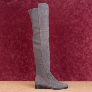Stuart Weitzman Women Slip-on Langdon Grey Suede OTK Fashion Boots sz 6
