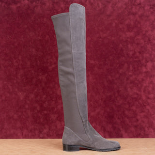 Stuart Weitzman Women Slip-on Langdon Grey Suede OTK Fashion Boots sz 6