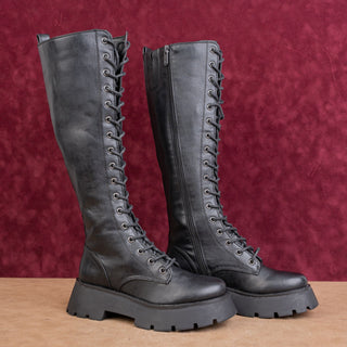 Circus NY Wmn Lilah Lace up Vegan Leather Platform Festival Combat Boots sz 6