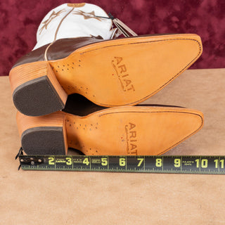 Ariat Women Starlight Brown White Leather Western Cowboy Mid Calf boots sz 8.5US