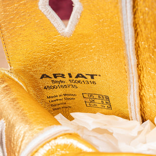 Ariat Women Starlight Brown White Leather Western Cowboy Mid Calf boots sz 8.5US