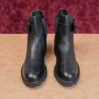 Joie Women Hollie Black Fine Leather Strap Chelsea Fashion Boots 9.5US EUR39.5