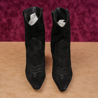 Sam Edelman Women Moe Black Suede Boho Festival Western Heel Boots sz 8
