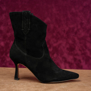 Sam Edelman Women Moe Black Suede Boho Festival Western Heel Boots sz 8