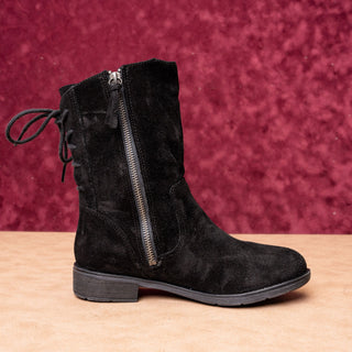 Sofft Women Sharnell Low Distress Black Suede Back Lace-up Mid Calf boots sz 6