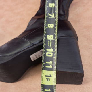 Topshop Women Black Faux Leather Block heel Fashion Ankle Boots sz 10US EUR41