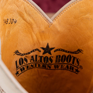 Los Altos Wmn Swarovski Rhinestones Bone Leather Snip Western Cowboy Boots 5