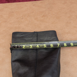 Frye Women Belted Equestrian Riding Tall Zip Black Leather Knee Boots sz 8.5