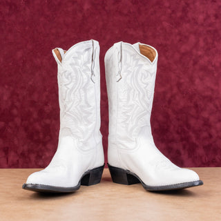 Shyanne Women Blanca White Leather Cowboy Western Mid Boots sz 7
