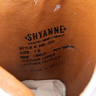 Shyanne Women Blanca White Leather Cowboy Western Mid Boots sz 7