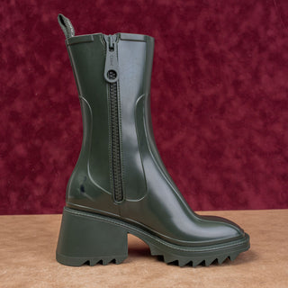 Chloe Women Betty Green Rubber Rain Wellies Festival Mid boots size 5.5US EUR36