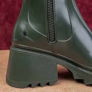 Chloe Women Betty Green Rubber Rain Wellies Festival Mid boots size 5.5US EUR36