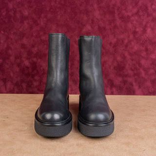 Vince Women Platform Split Size Water Repellent Black Leather Chelsea Boots sz 7