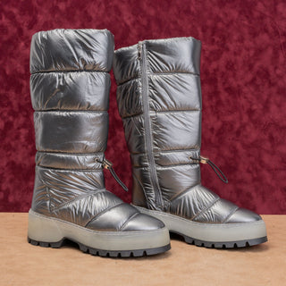 Aquatalia Women Arlo Metallic Puffer Waterproof Fashion Chunky Knee Boots sz 9.5