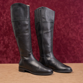 Jack Rogers Wmn Adeline Black Saddle Leather Riding Equestrian Tall Boots sz 6.5